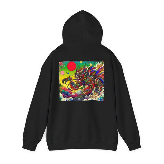 Vibrant Dragon Art "Monster" Unisex Hoodie, Cozy Sweatshirt, Graphic Hooded Sweatshirt, Streetwear Fashion, Festival Outfit