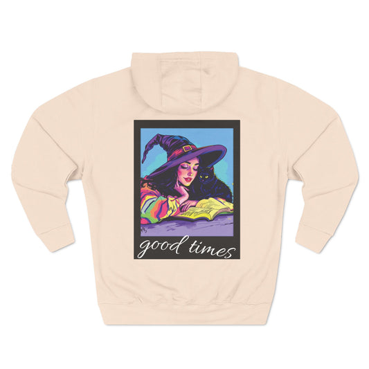 Whimsical Polaroid Witch Hoodie - Cozy Fleece, Halloween Apparel, Cute Sweatshirt, Vintage Style